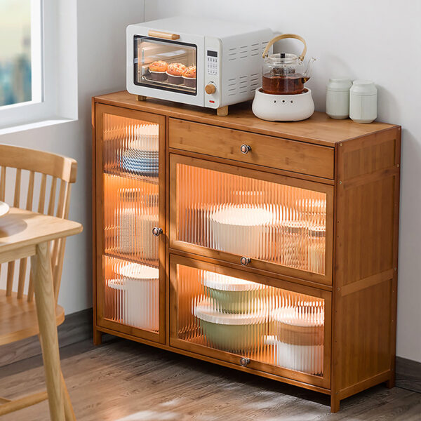 Multi-Layer Floor-Standing Kitchen Storage Rack with Doors - Image 4