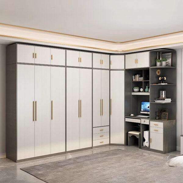 Corner Wardrobe with Integrated Bookcase