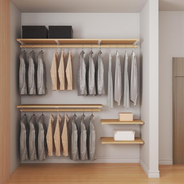 H1F2X Solid Wood Walk-In Closet Wardrobe Storage Rack