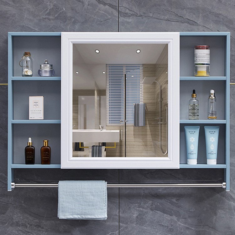 Wall-Mounted Bathroom Mirror Cabinet with Storage Rack