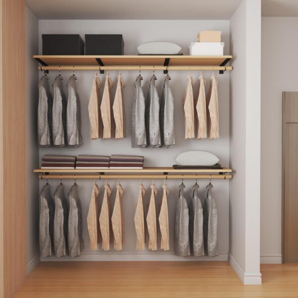 H1F2X Solid Wood Walk-In Closet Wardrobe Storage Rack - Image 3